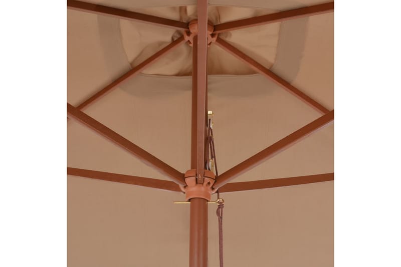 Udendørs Parasol Med Træstang 200 X 300 Cm Gråbrun - Brun - Parasoller