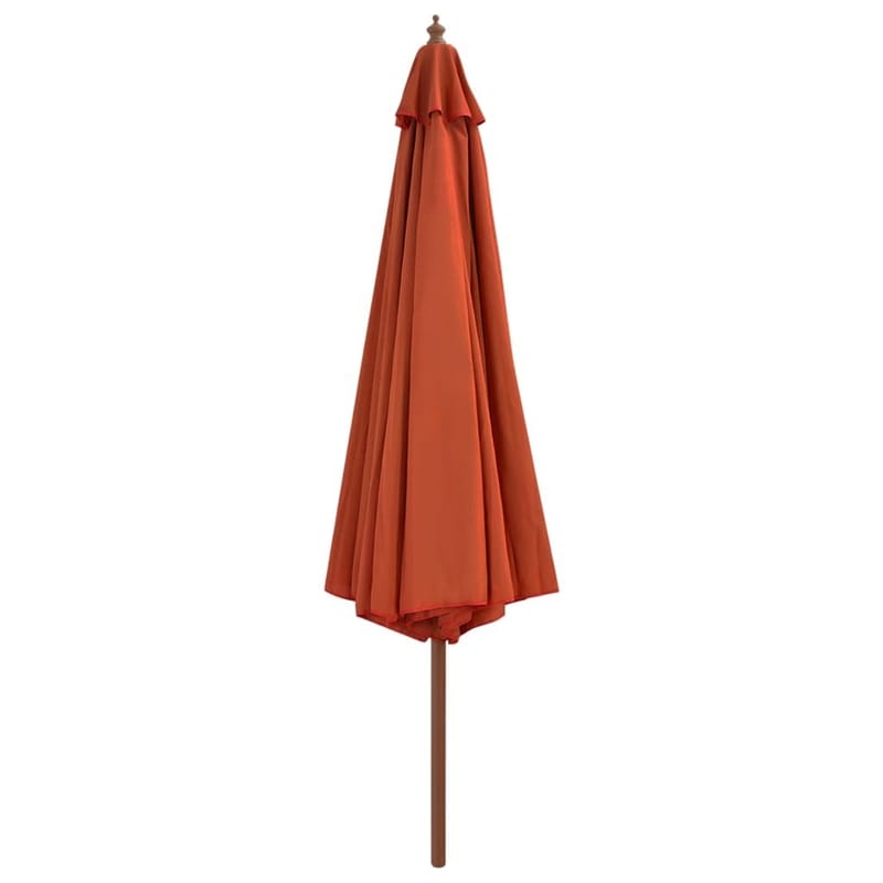 Udendørs Parasol Med Træstang 350 Cm Terracottafarvet - Brun - Havemøbler - Solafskærmning - Parasoller