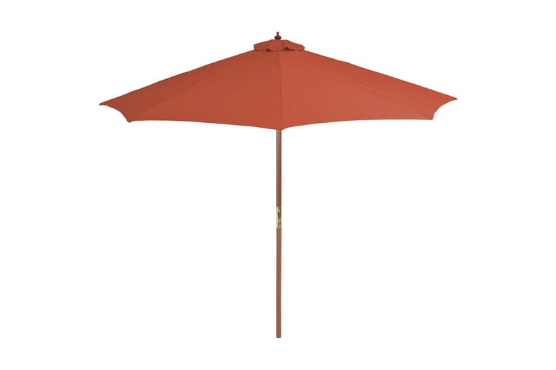 Udendørs Parasol Med Træstang 300 Cm Terracottafarvet - Orange - Parasoller