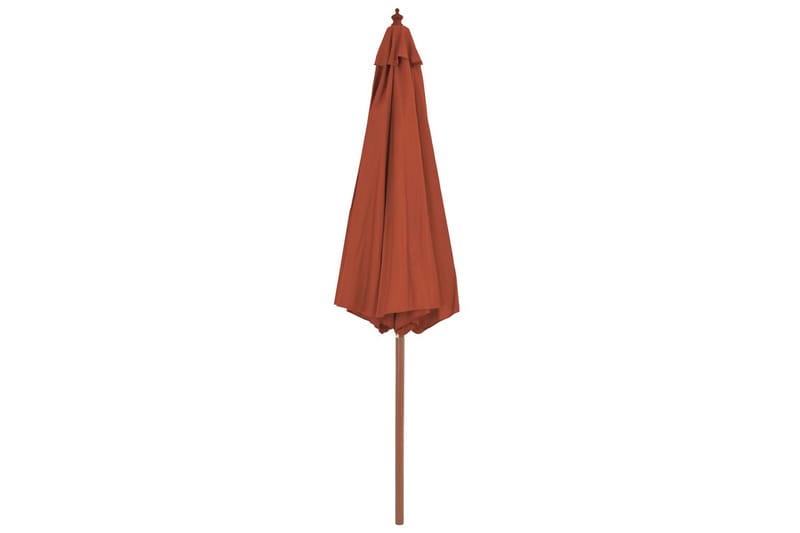 Udendørs Parasol Med Træstang 300 Cm Terracottafarvet - Orange - Havemøbler - Solafskærmning - Parasoller