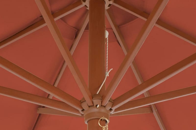 Udendørs Parasol Med Træstang 300 Cm Terracottafarvet - Orange - Parasoller