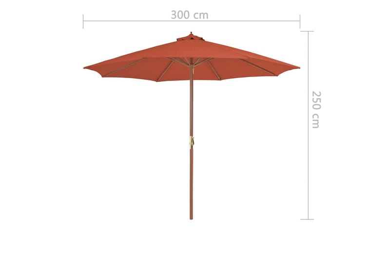 Udendørs Parasol Med Træstang 300 Cm Terracottafarvet - Orange - Havemøbler - Solafskærmning - Parasoller