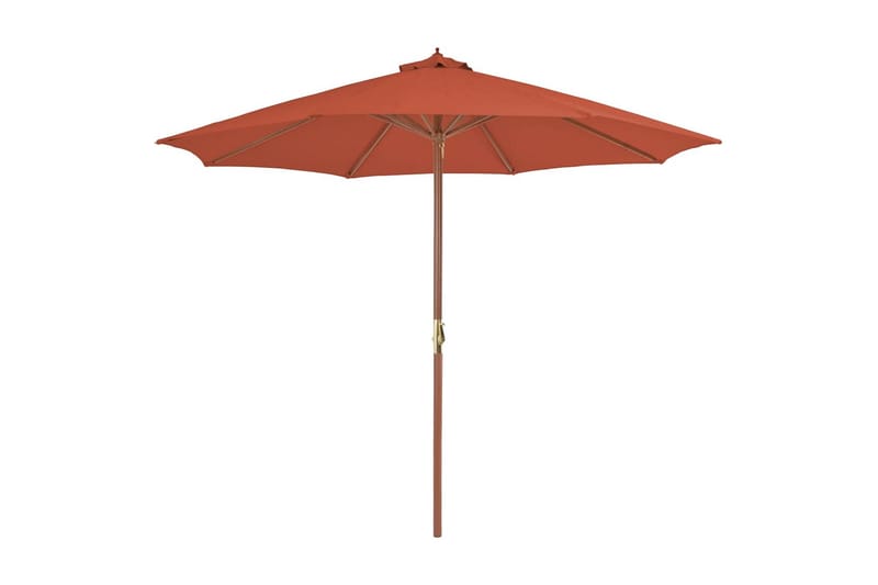 Udendørs Parasol Med Træstang 300 Cm Terracottafarvet - Orange - Parasoller