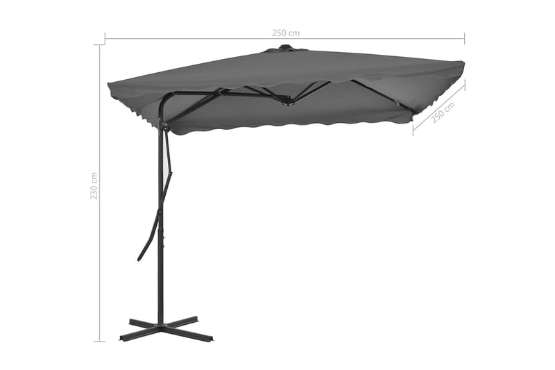 Udendørs Parasol Med Stålstang 250 X 250 Cm Antracitgrå - Grå - Parasoller