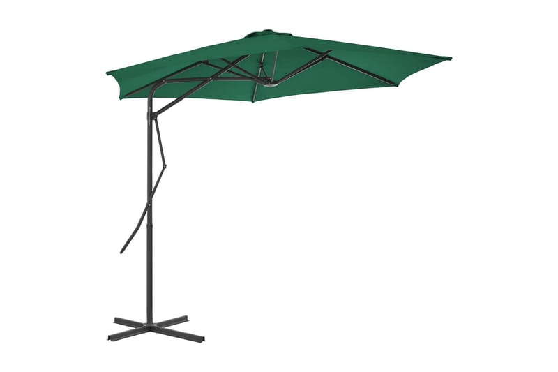 Udendørs Parasol Med Stålstang 300 Cm Grøn - Grøn - Havemøbler - Solafskærmning - Parasoller