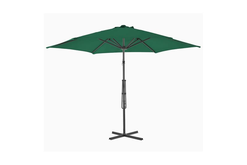 Udendørs Parasol Med Stålstang 300 Cm Grøn - Grøn - Parasoller