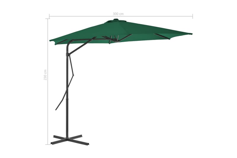 Udendørs Parasol Med Stålstang 300 Cm Grøn - Grøn - Havemøbler - Solafskærmning - Parasoller