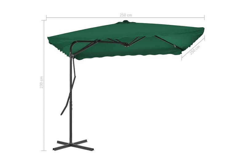 Udendørs Parasol Med Stålstang 250 X 250 Cm Grøn - Grøn - Havemøbler - Solafskærmning - Parasoller