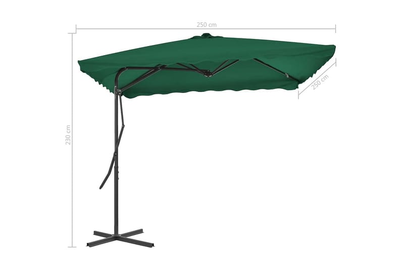 Udendørs Parasol Med Stålstang 250 X 250 Cm Grøn - Grøn - Parasoller