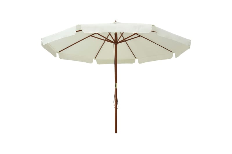 udendørs parasol med træstang 330 cm sandhvid - Hvid - Havemøbler - Solafskærmning - Parasoller