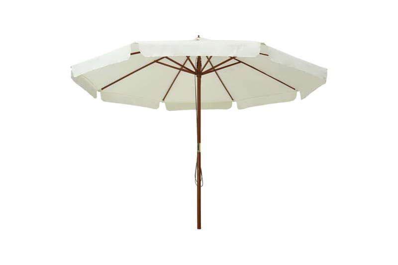udendørs parasol med træstang 330 cm sandhvid - Hvid - Parasoller