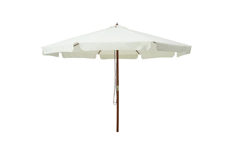 udendørs parasol med træstang 330 cm sandhvid - Hvid - Havemøbler - Solafskærmning - Parasoller