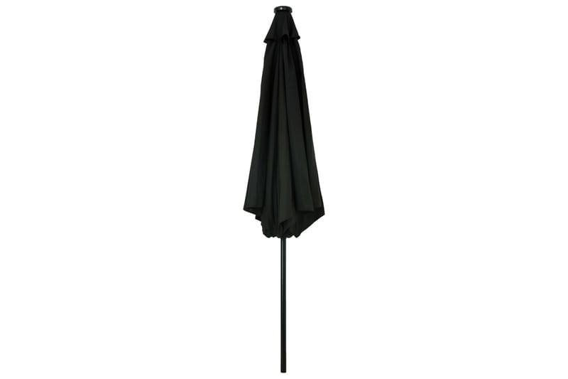 Udendørs Parasol Med Led-Lys Og Stålstang 300 cm Sort - Sort - Havemøbler - Solafskærmning - Parasoller
