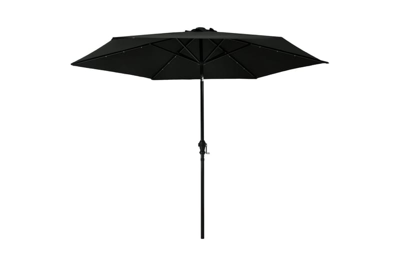 Udendørs Parasol Med Led-Lys Og Stålstang 300 cm Sort - Sort - Parasoller