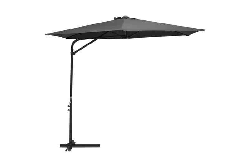 udendørs parasol med stålstang 300 x 250 cm antracitgrå - Gr�å - Parasoller