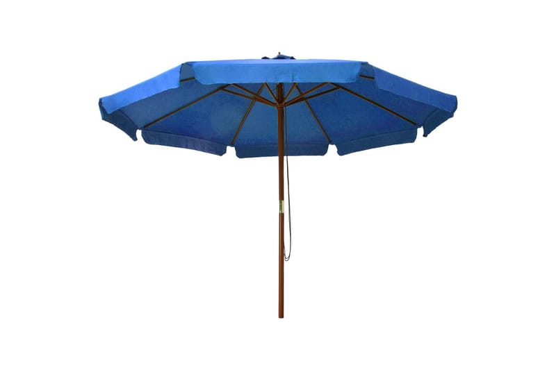 udendørs parasol med træstang 330 cm azurblå - Blå - Havemøbler - Solafskærmning - Parasoller