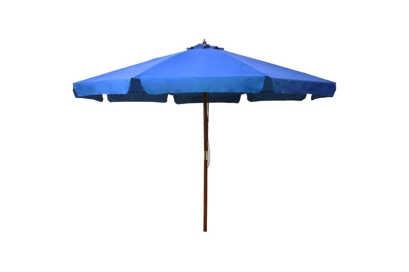 udendørs parasol med træstang 330 cm azurblå - Blå - Havemøbler - Solafskærmning - Parasoller