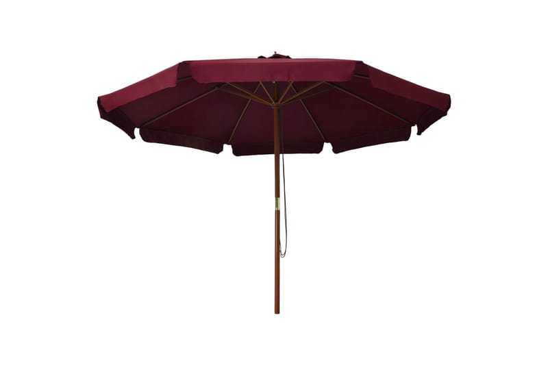 udendørs parasol med træstang 330 cm bordeauxfarvet - Rød - Parasoller