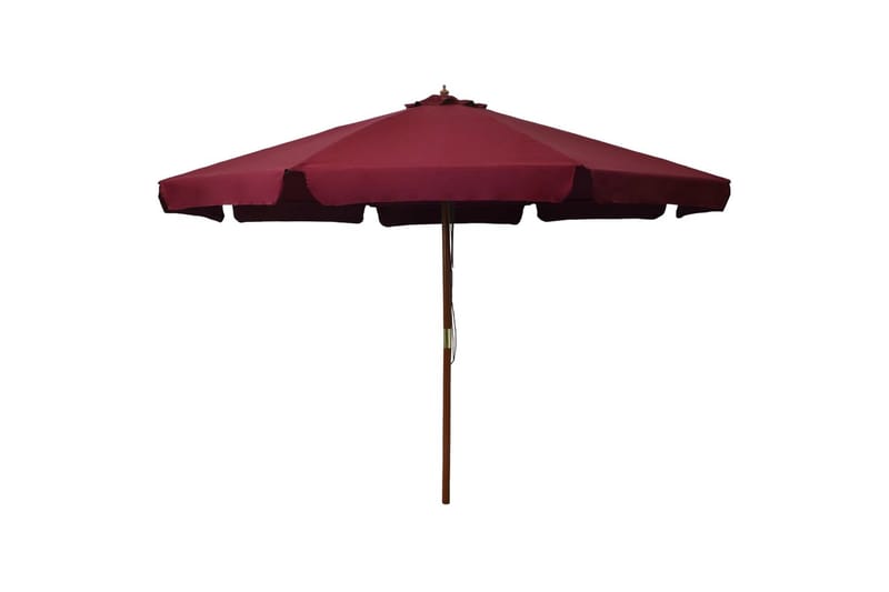 udendørs parasol med træstang 330 cm bordeauxfarvet - Rød - Parasoller