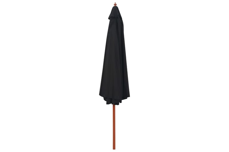 udendørs parasol med træstang 350 cm sort - Sort - Parasoller
