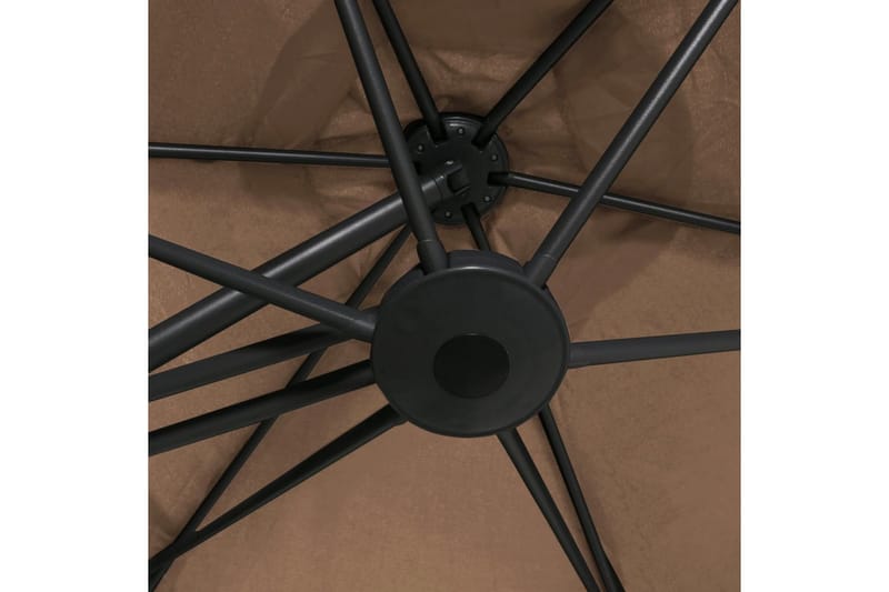udendørs parasol med stålstang 300 cm gråbrun - Brun - Parasoller