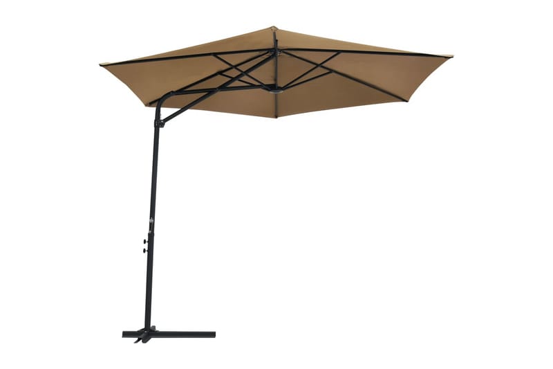 udendørs parasol med stålstang 300 cm gråbrun - Brun - Havemøbler - Solafskærmning - Parasoller