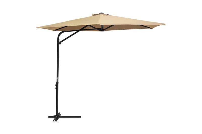 udendørs parasol med stålstang 300 cm gråbrun - Brun - Parasoller