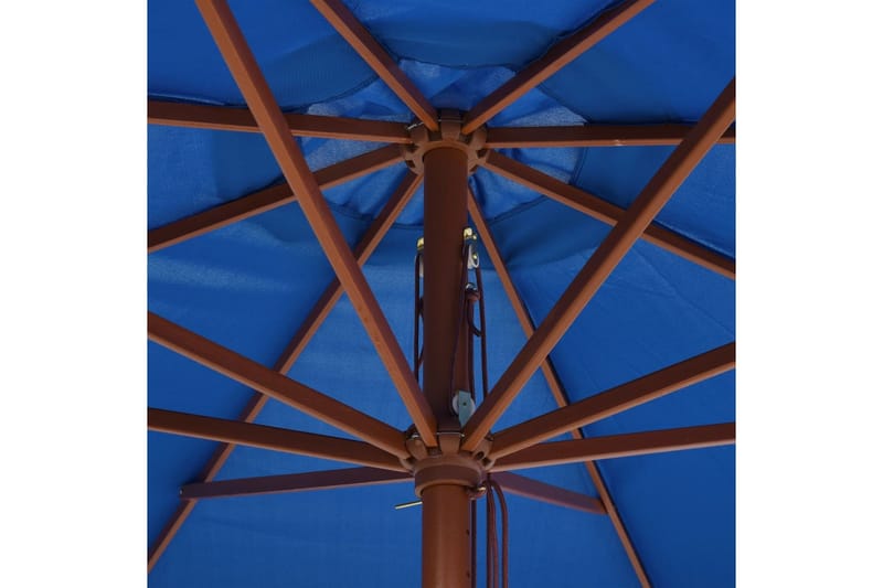 udendørs parasol med træstang 350 cm blå - Blå - Havemøbler - Solafskærmning - Parasoller