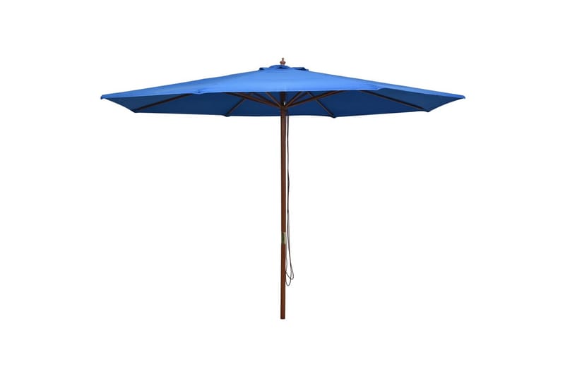 udendørs parasol med træstang 350 cm blå - Blå - Parasoller
