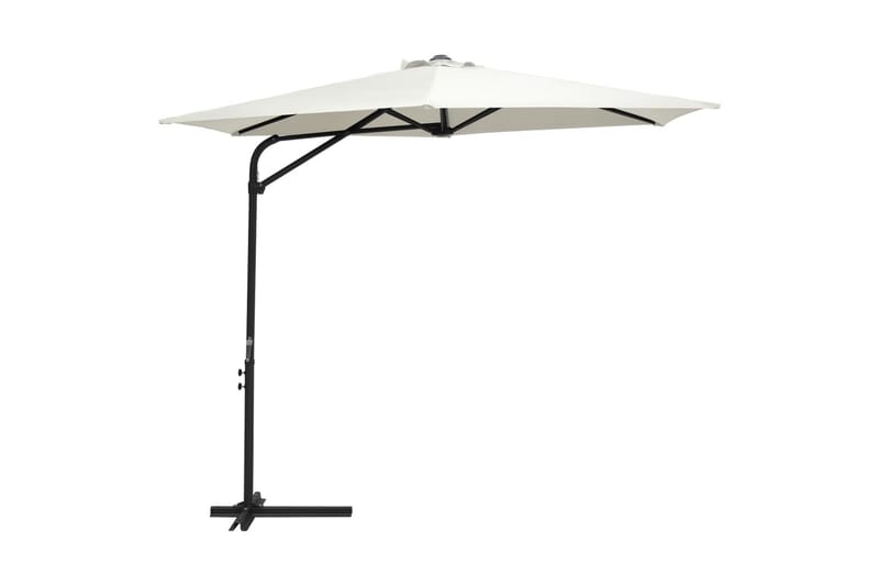 udendørs parasol med stålstang 300 cm sandhvid - Hvid - Parasoller