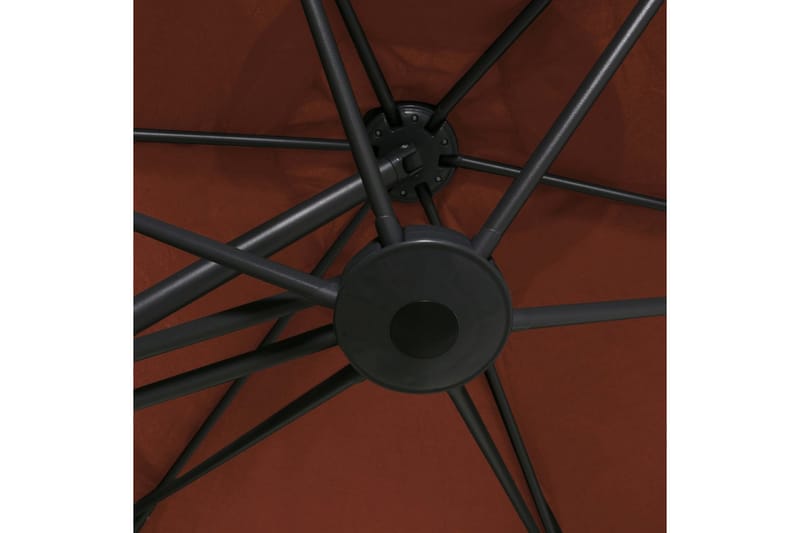 udendørs parasol med stålstang 300 cm terracottafarvet - Rød - Parasoller