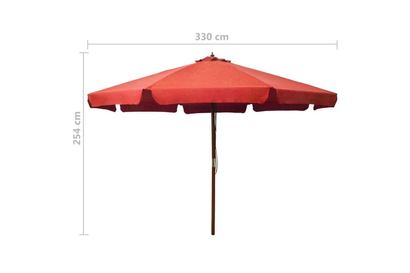 udendørs parasol med træstang 330 cm terracottafarvet - Brun - Parasoller