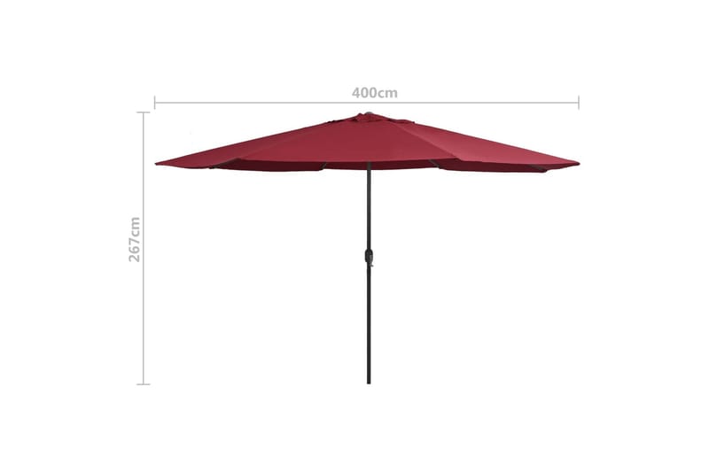 Udendørs Parasol Med Metalstang 400 cm Bordeauxrød - Rød - Havemøbler - Solafskærmning - Parasoller