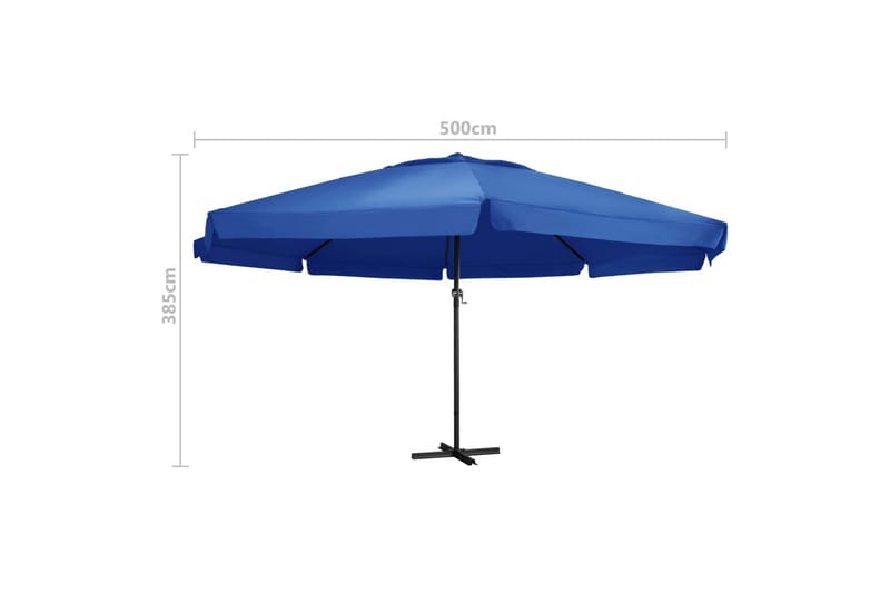 Udendørs Parasol Med Aluminiumsstang 500 cm Azurblå - Blå - Parasoller