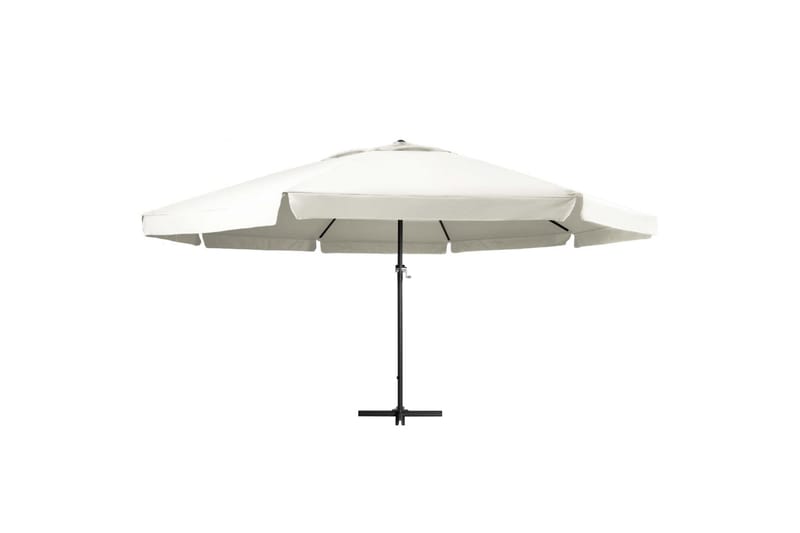 Udendørs Parasol Med Aluminiumsstang 600 cm Sandfarvet - Hvid - Parasoller