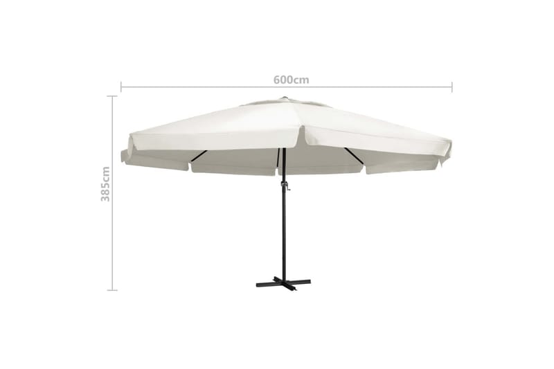 Udendørs Parasol Med Aluminiumsstang 600 cm Sandfarvet - Hvid - Parasoller