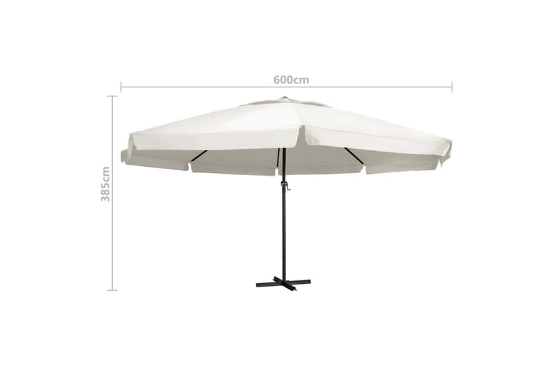 Udendørs Parasol Med Aluminiumsstang 600 cm Sandfarvet - Hvid - Havemøbler - Solafskærmning - Parasoller