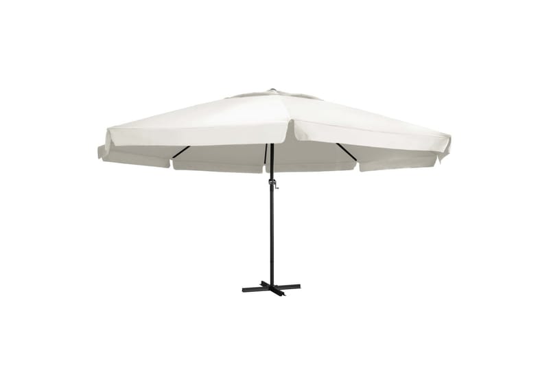 Udendørs Parasol Med Aluminiumsstang 600 cm Sandfarvet - Hvid - Havemøbler - Solafskærmning - Parasoller