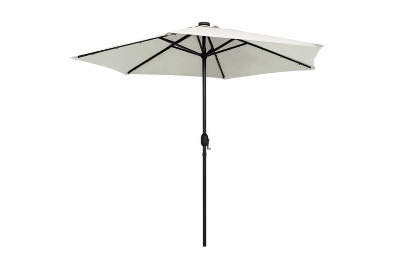 Udendørs Parasol Med Led-Lys Og Aluminiumsstang 270 cm Sandh - Hvid - Havemøbler - Solafskærmning - Parasoller