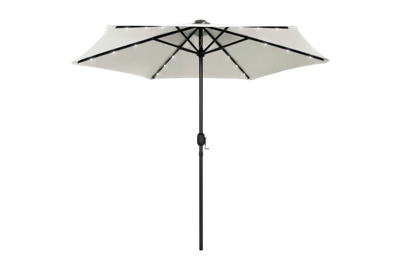 Udendørs Parasol Med Led-Lys Og Aluminiumsstang 270 cm Sandh - Hvid - Havemøbler - Solafskærmning - Parasoller