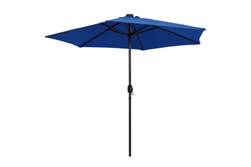 Udendørs Parasol Med Led-Lys Og Aluminiumsstang 270 cm Azurb - Blå - Havemøbler - Solafskærmning - Parasoller