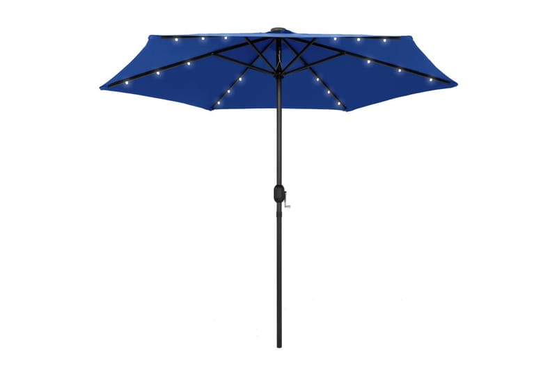 Udendørs Parasol Med Led-Lys Og Aluminiumsstang 270 cm Azurb - Blå - Havemøbler - Solafskærmning - Parasoller