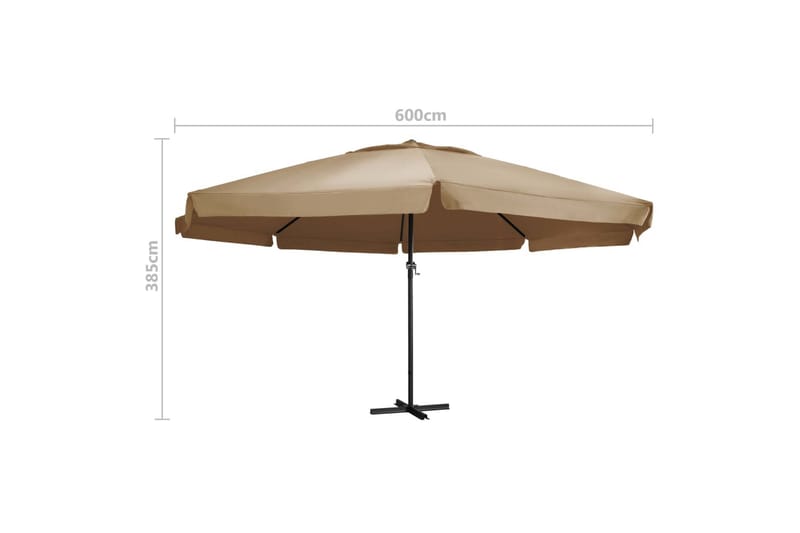 Udendørs Parasol Med Aluminiumsstang 600 cm Gråbrun - Brun - Parasoller