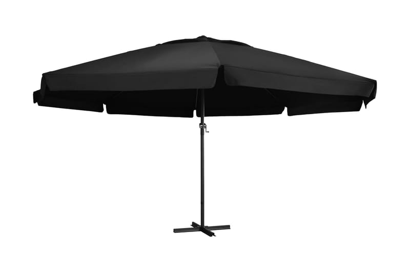 Udendørs Parasol Med Aluminiumsstang 600 cm Sort - Sort - Parasoller