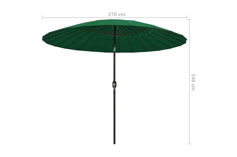 Udendørs Parasol med Aluminiumsstang 270 cm Grøn - Grøn - Havemøbler - Solafskærmning - Parasoller