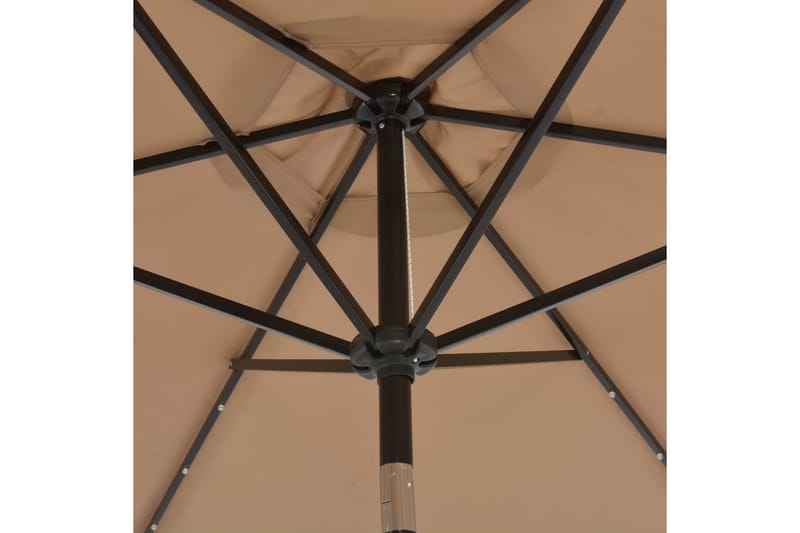 Udendørs Parasol Med Led-Lys Og Stålstang 300 Cm Gråbrun - Brun - Havemøbler - Solafskærmning - Parasoller