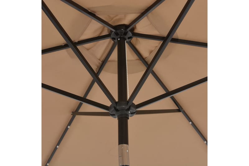 Udendørs Parasol Med Led-Lys Og Stålstang 300 Cm Gråbrun - Brun - Parasoller