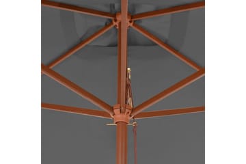 Udendørs Parasol Med Træstang 200 X 300 Cm Antracitgrå - Grå - Havemøbler - Solafskærmning - Parasoller