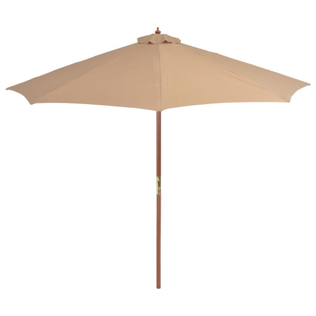 Udendørs Parasol Med Træstang 300 Cm Gråbrun - Brun - Havemøbler - Solafskærmning - Parasoller
