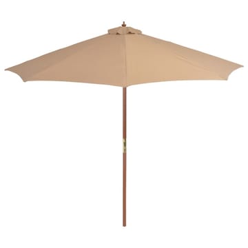 Udendørs Parasol Med Træstang 300 Cm Gråbrun - Brun - Havemøbler - Solafskærmning - Parasoller